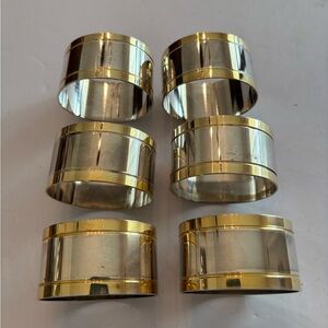 Vintage Set of Six MCM Two Tone Silver Plated Napkin Rings